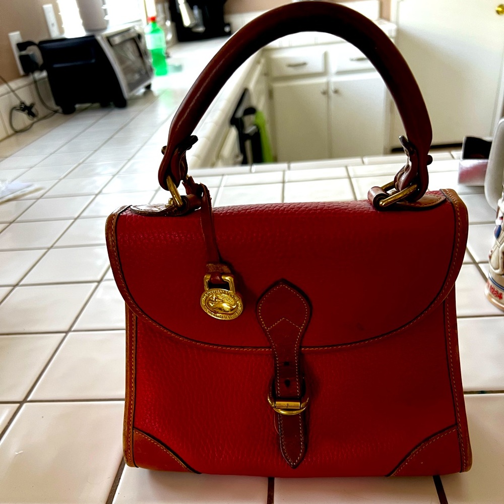 VTG Dooney & Bourke All Weather Leather Hand Bag Red, Pebbled
